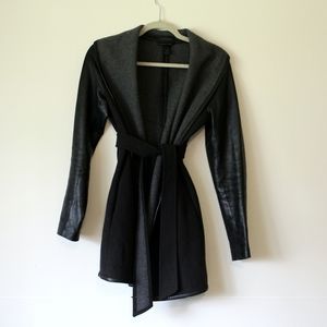 Danier | Leather and Wool Wrap Fall Winter Coat Jacket Tie Waist